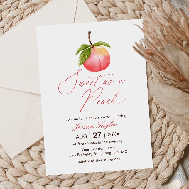 Sweet as a Peach Minimalist Baby shower Invitation (Créateur téléchargé)