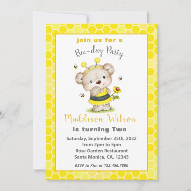 Sweet as Can Bee Anniversaire Invitation (Devant)