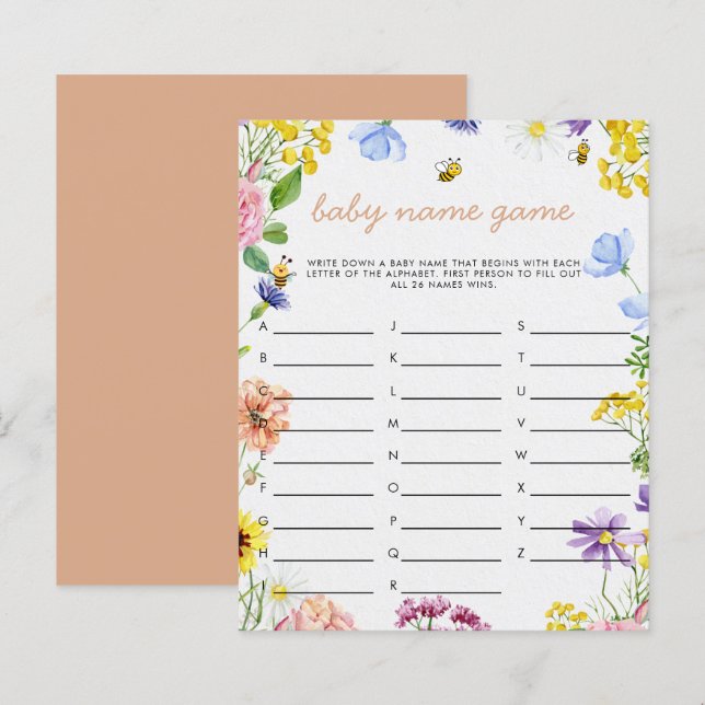 Sweet As Can Bee Baby shower Game (Devant / Derrière)