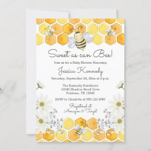 Sweet as Can Bee Honey Bee Shower Invitation