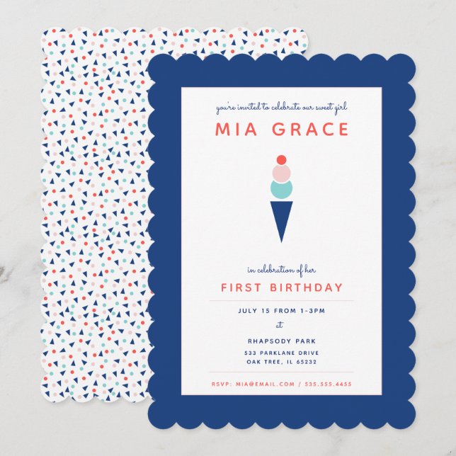 Sweet as Ice Cream Invitation (Devant / Derrière)