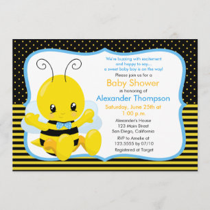 Sweet Baby Bee Boy Baby shower Invitation