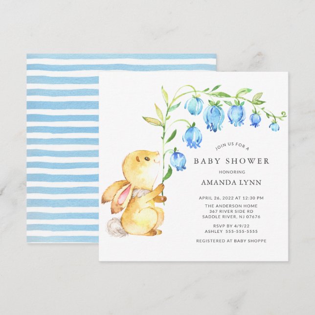 Sweet Baby Bunny Baby shower Invitation (Devant / Derrière)