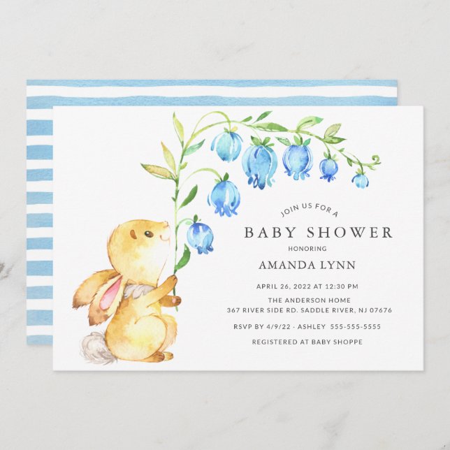 Sweet Baby Bunny Baby shower Invitation (Devant / Derrière)