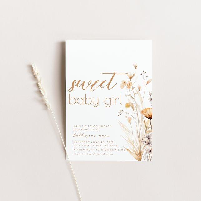 Sweet Baby Girl Baby shower Fête Invitation (Créateur téléchargé)