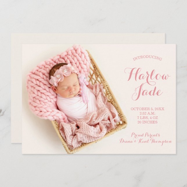 Sweet Baby Girl Photo Annonces de naissance (Devant / Derrière)