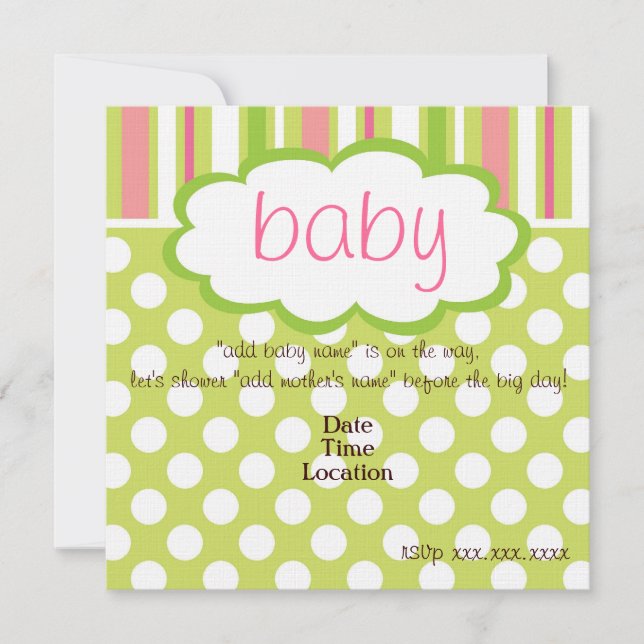 Sweet Baby Girl Shower Invitation (Devant)