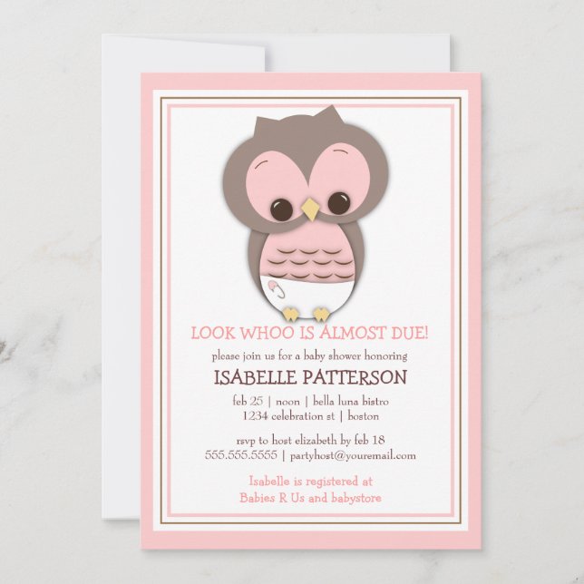 Sweet Baby Owl C'est une invitation Baby shower fi (Devant)