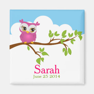 Sweet Baby Owl Girl Magnet Baby shower