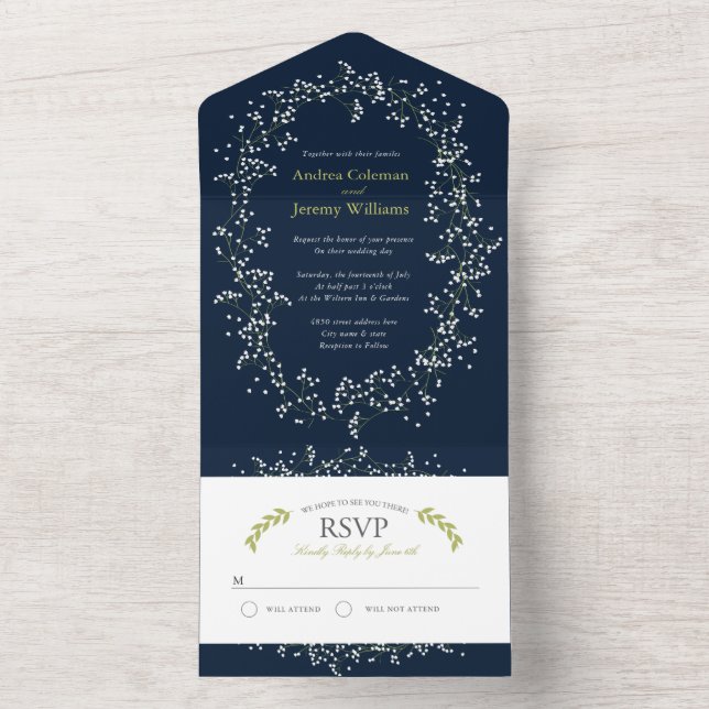 Sweet Baby's Breath Wedding Invitation (À l'intérieur)
