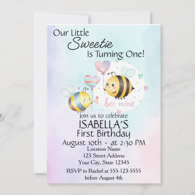 Sweet Bee First Birthday Personalized (Devant)