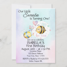 Sweet Bee First Birthday Personalized Invite