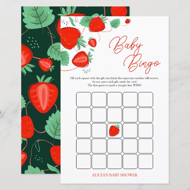 Sweet Berry Baby shower Jeu de Bingo (Devant / Derrière)
