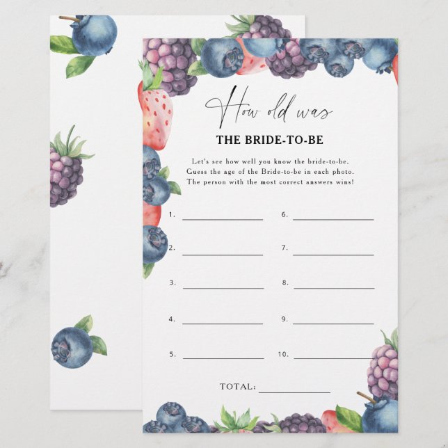 Sweet berry - Quel âge avait la mariée pour être j (Devant / Derrière)