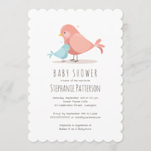 Sweet Birdie Baby Boy Shower Invitation