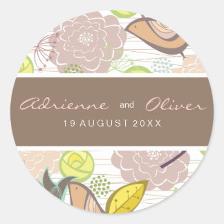Sweet Birds Floral Wedding Favoriser Étiquette Sti