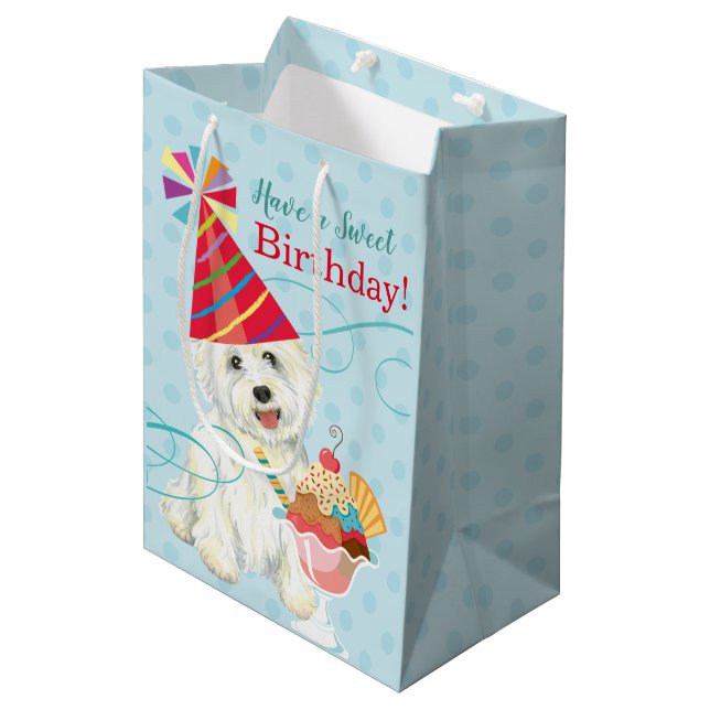 Sweet Birthday Westie Medium Cadeau Sac (Devant Angle)