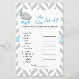 Sweet Blue & Grey Elephant Baby shower - Jeu de mo