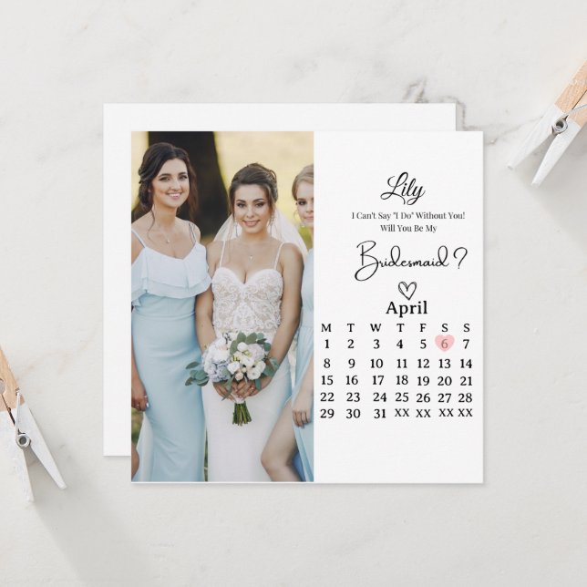 Sweet Bridesmaid Proposal Flat Card (Devant/Arrière en situation)