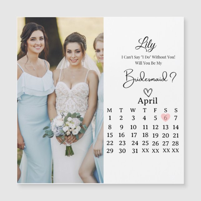 Sweet Bridesmaid Proposal Magnet Card (Devant)
