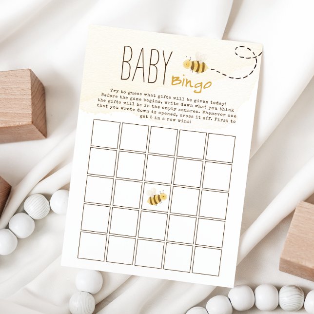 Sweet Bumble Bee Baby shower Baby Bingo Carte de j (Créateur téléchargé)