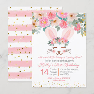 Sweet Bunny première invitation fille d'anniversai