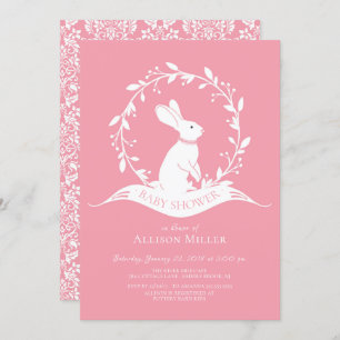 Sweet BunnyGirls Baby shower Invitation
