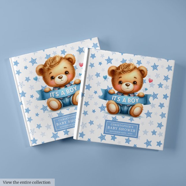 Sweet C’est un garçon en peluche livre d’or petit  (Sweet It’s a boy teddy bear guest book little boy)
