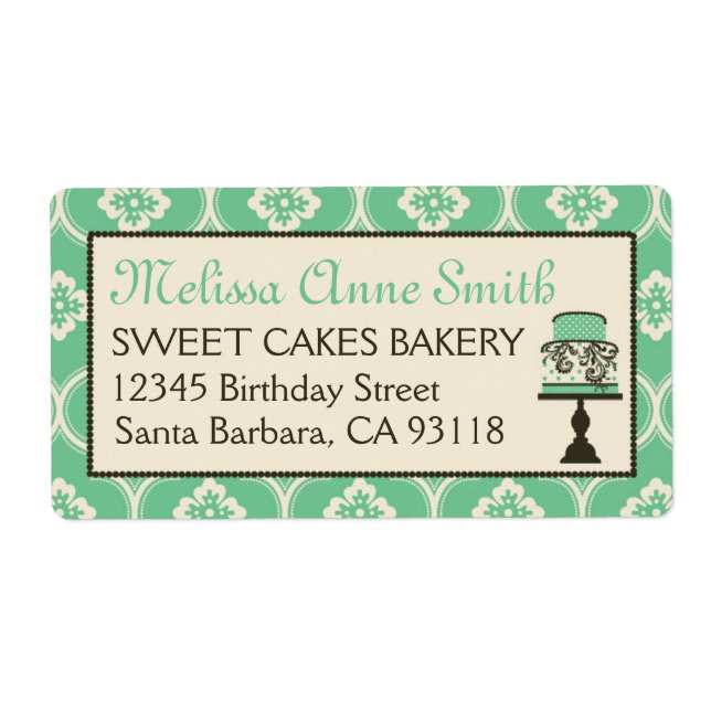 Sweet Cake Business Expédition Étiquette Turquoise (Devant)