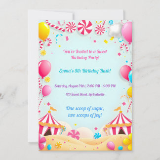 Sweet Candy Carnival Annival Fête Invitation