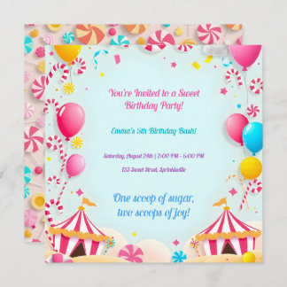 Sweet Candy Carnival Annival Fête Invitation