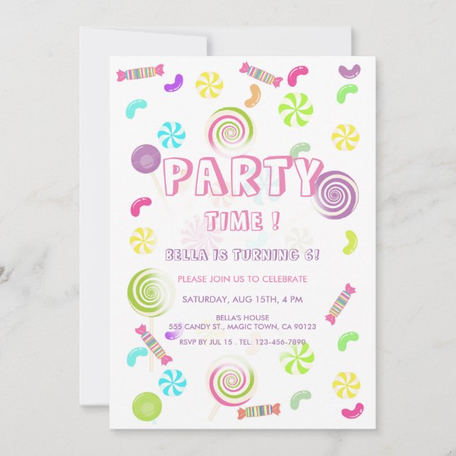 Sweet Candy Invitations d'anniversaire (Devant)