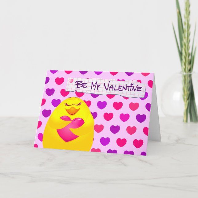 Sweet chick en amour avec message, carte de voeux (Devant)