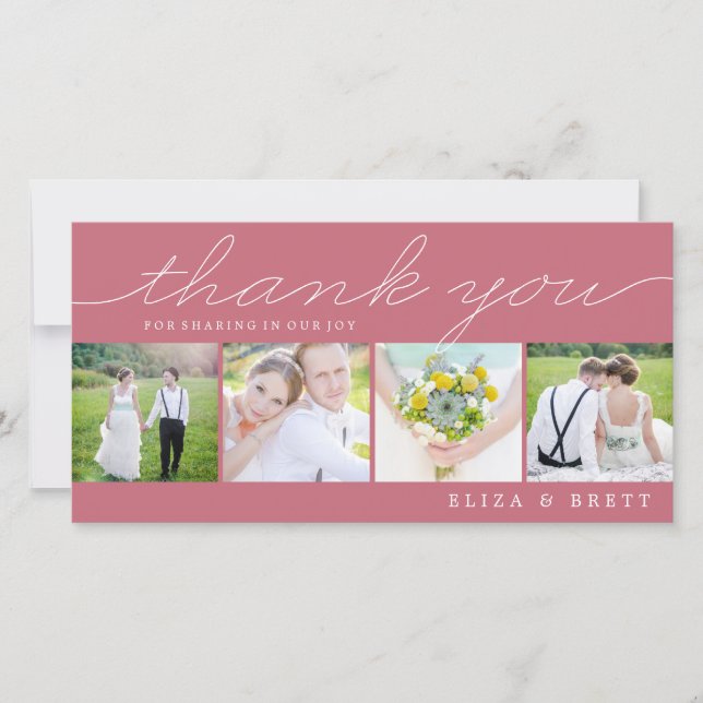 Sweet Collage Mariage Merci Cartes - Rose (Devant)