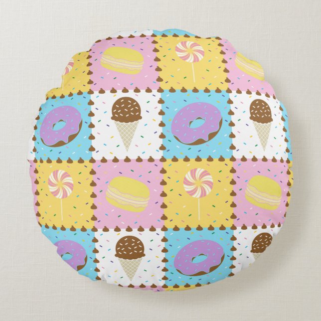 Sweet Cravings Coussin rond (Devant)