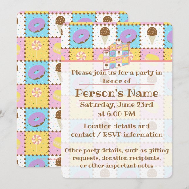 Sweet Cravings Party Invitation (Devant / Derrière)