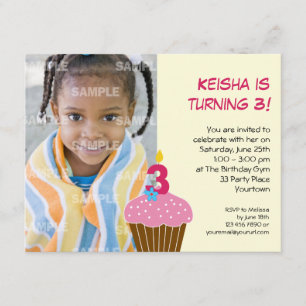 Sweet Cupcake 3e anniversaire Invitation