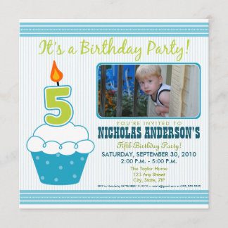 Sweet Cupcake 5e anniversaire Invitation Aqua