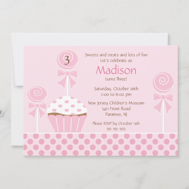 Sweet Cupcake Birthday Invitation (Devant)