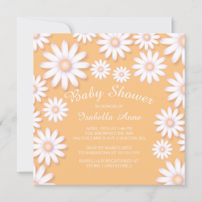Sweet Daisy Neutral Baby shower Invitation (Devant)