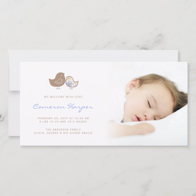 Sweet Damask Chicks Baby Boy Faire-part de naissan (Devant)