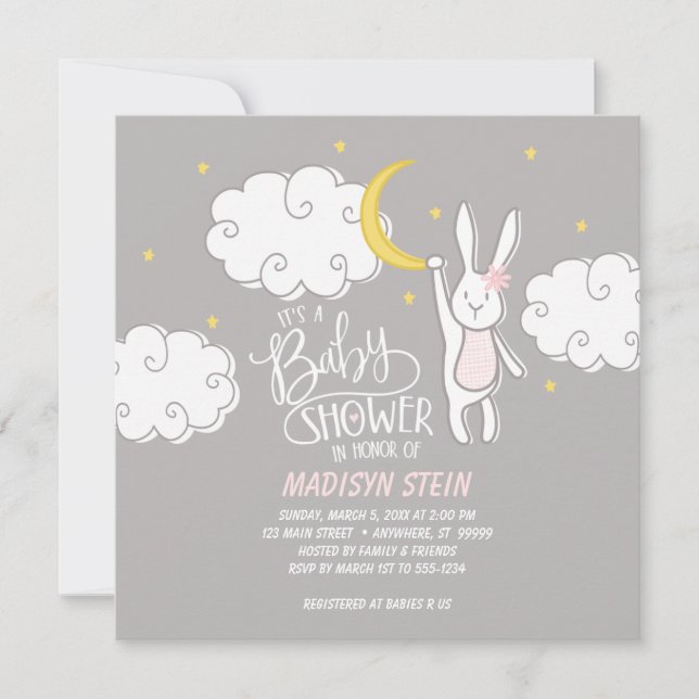 "Sweet Dreams" Bunny Baby shower Invitation (Devant)