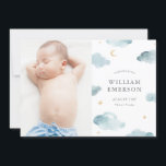 Sweet Dreams Faire-part de naissance<br><div class="desc">Nuage d'aquarelle doux et rêveur,  la lune et les étoiles design par Shelby Allison. Photographie © Kate Williams : https://www.flickr.com/people/kate_williams/ et fournie par Creative Commons : https://creativecommons.org/licenses/by/2.0/</div>