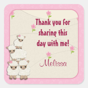 Sweet Dreams LAMB Baby shower carré sticker SDK