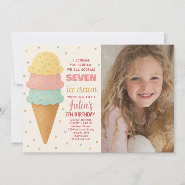 Sweet Editable Ice Cream Invitation Anniversaire (Devant)