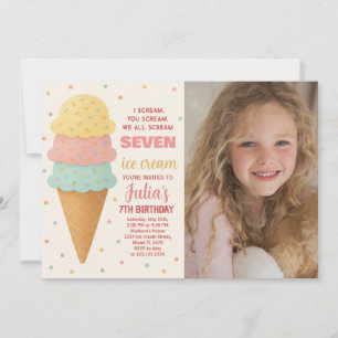 Sweet Editable Ice Cream Invitation Anniversaire