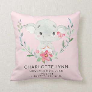 Sweet Elephant Baby Coussin statistiques de naissa