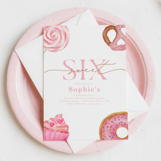 Sweet et Six Anniversaire Invitation (Créateur téléchargé)