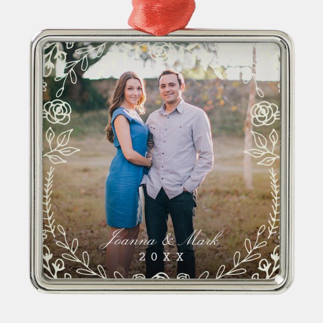 Sweet Floral Monogramme Ornement de vacances (Devant)