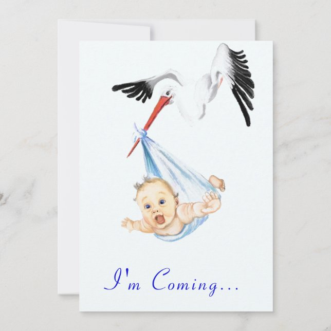 Sweet Funny Baby shower de cigogne Invitation (Dos)